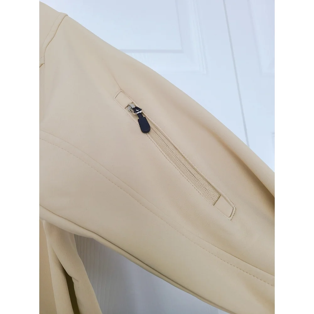 NHL Anaheim Ducks Hockey Fleece Lined Zip-up Tan Athletic Embroider Logo Jacket